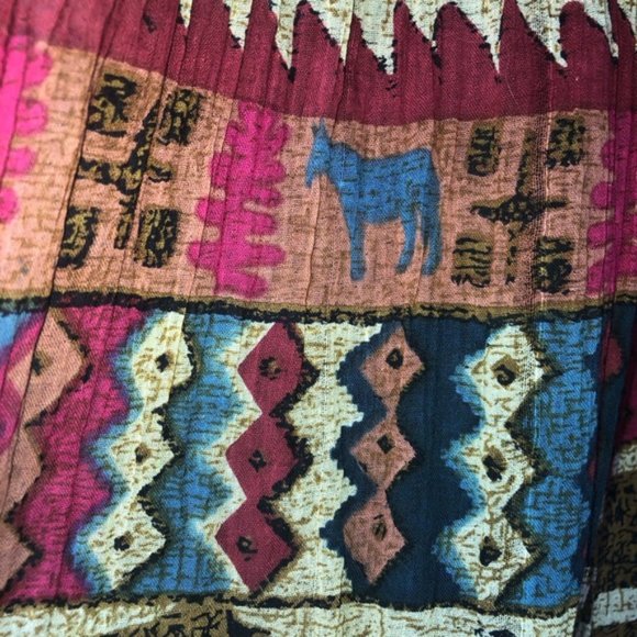 Vintage Just Class Maxi Skirt S Multicoloured Drawstring Waist Accordion Pleat - Picture 4 of 8